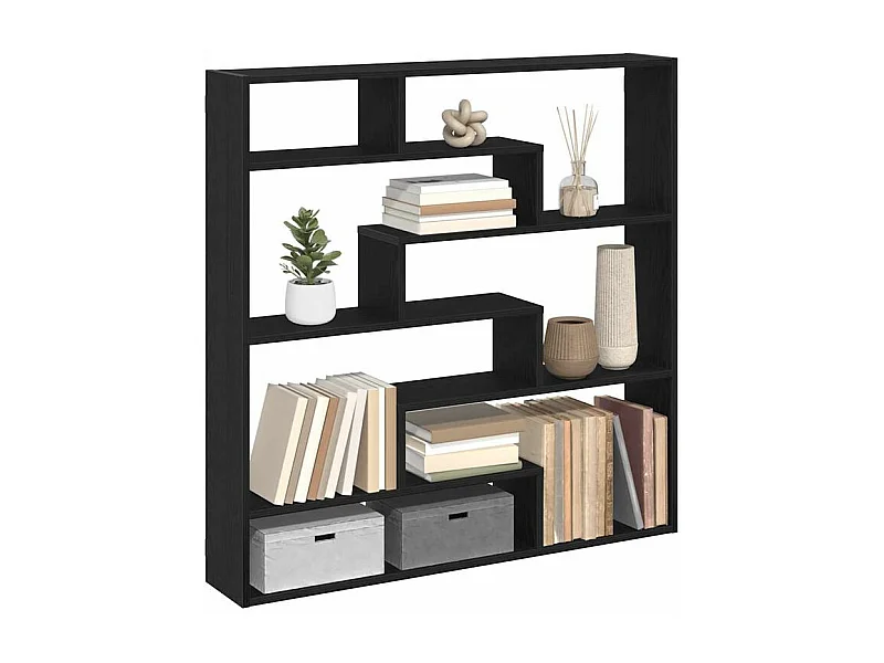 Étagère cube murale 7 compartiments noir bois d'ingénierie