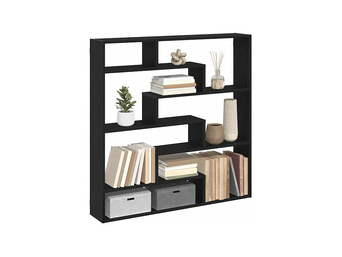 Étagère cube murale 7 compartiments noir bois d'ingénierie