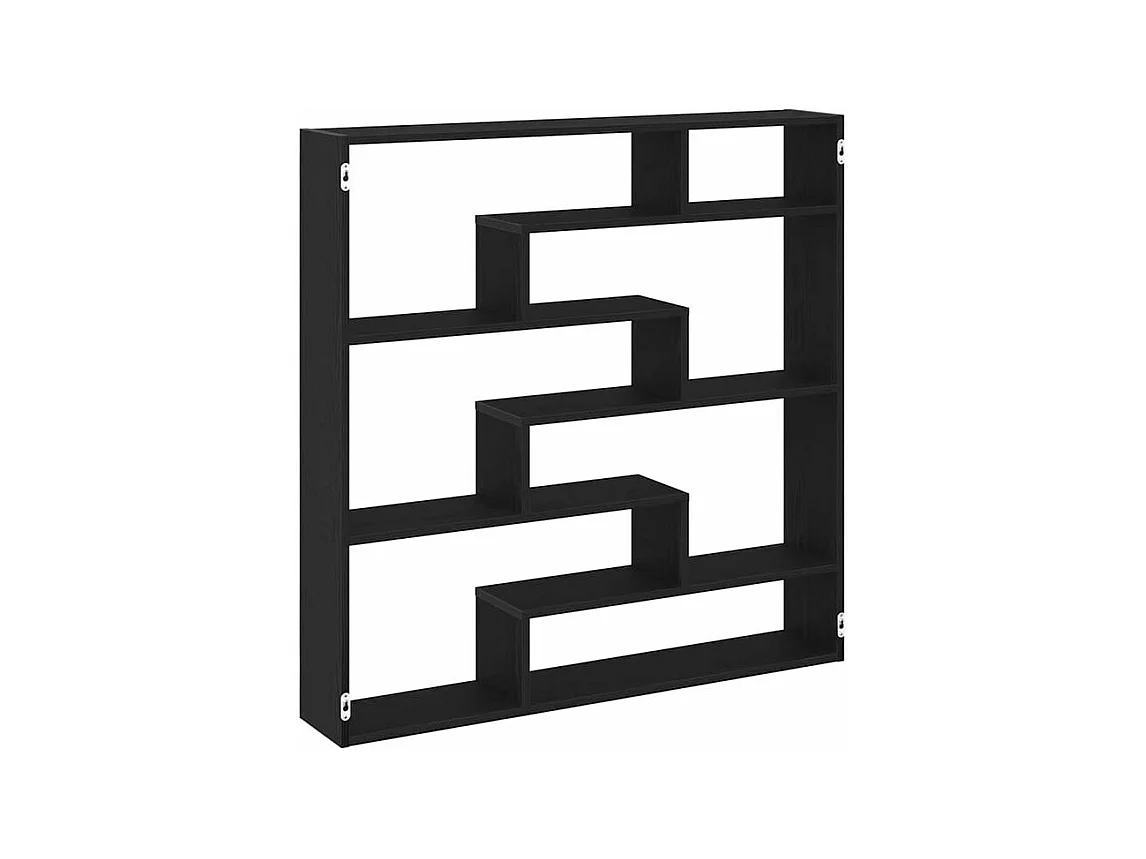 Étagère cube murale 7 compartiments noir bois d'ingénierie