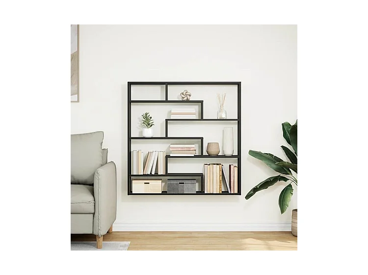 Étagère cube murale 7 compartiments noir bois d'ingénierie