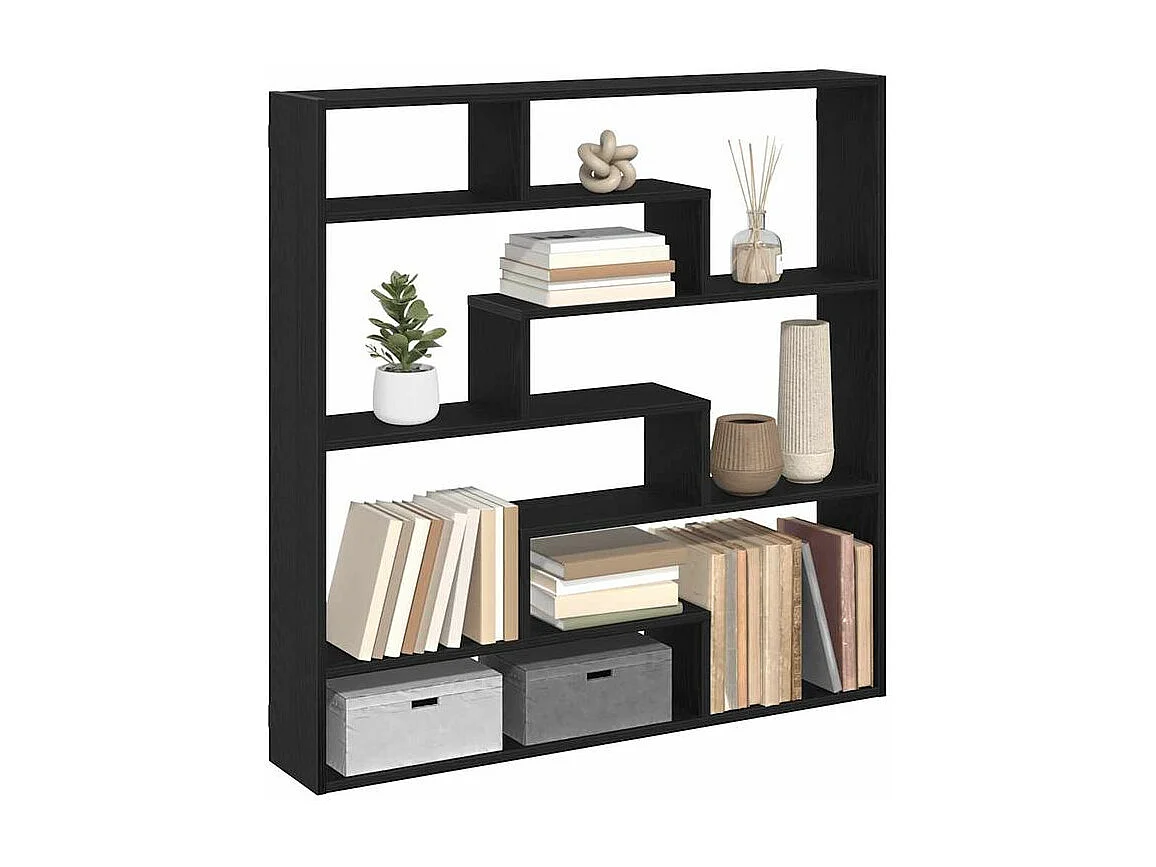 Étagère cube murale 7 compartiments noir bois d'ingénierie