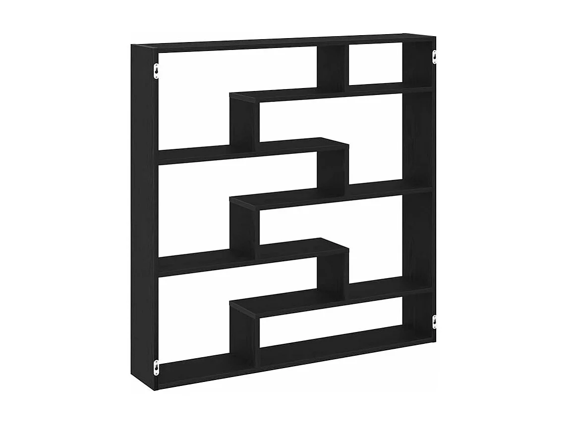 Étagère cube murale 7 compartiments noir bois d'ingénierie