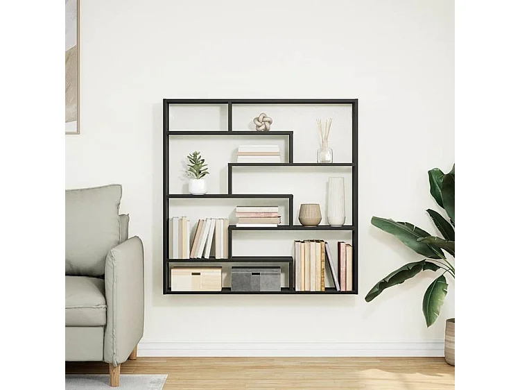 Étagère cube murale 7 compartiments noir bois d'ingénierie