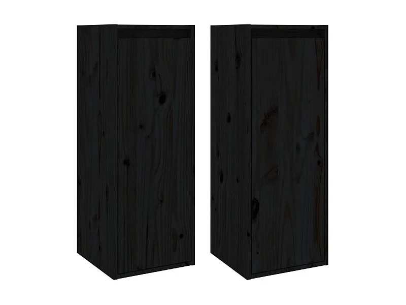Armoires murales 2 pcs Noir 30x30x80 Bois de pin massif