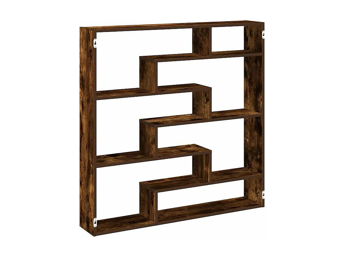 Étagère cube murale 7 compartiments chêne fumé bois ingénierie