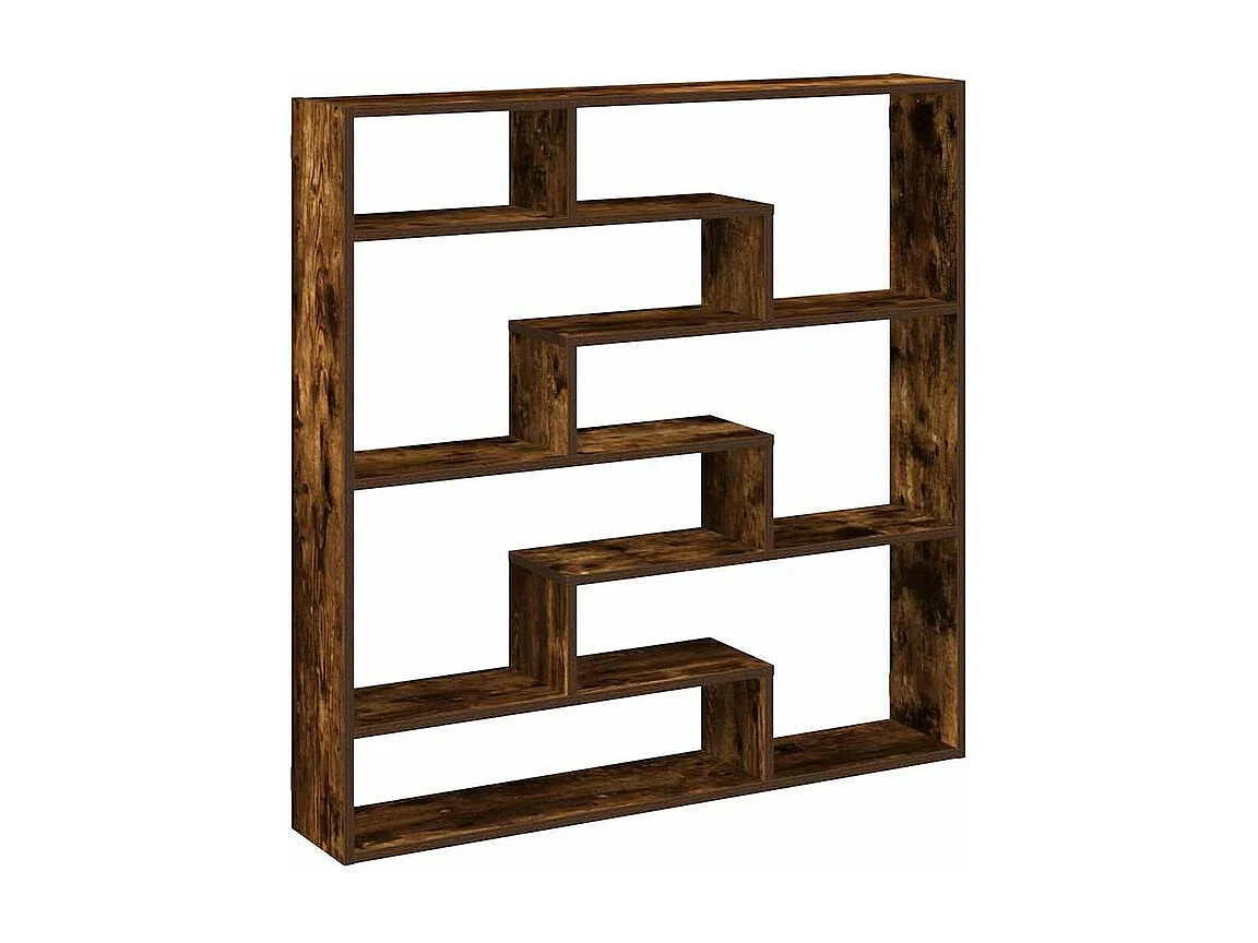 Étagère cube murale 7 compartiments chêne fumé bois ingénierie