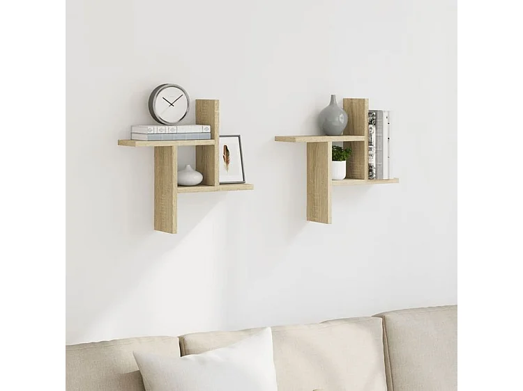 Étagères murales 2pcs chêne sonoma 38x12x38 bois d'ingénierie