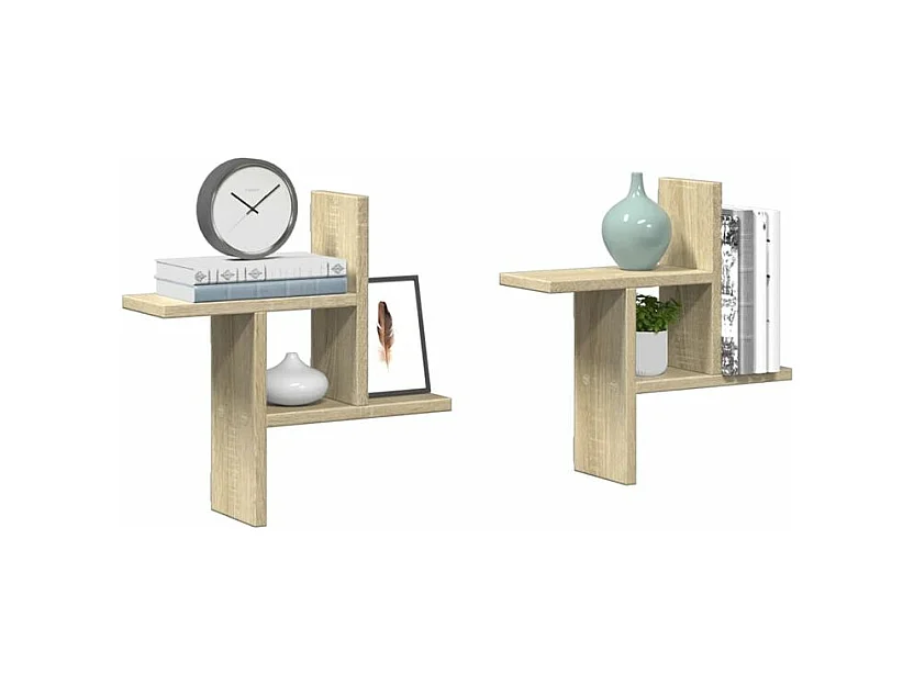 Étagères murales 2pcs chêne sonoma 38x12x38 bois d'ingénierie