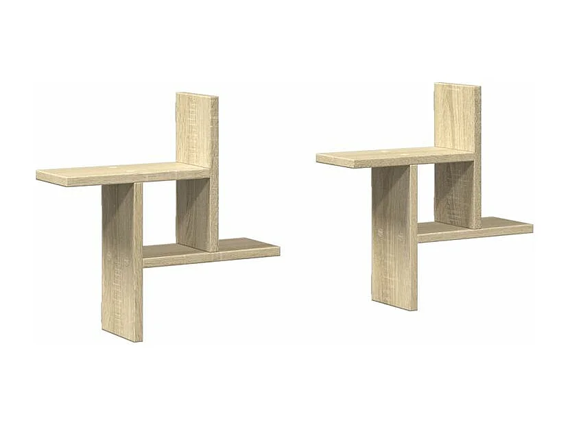 Étagères murales 2pcs chêne sonoma 38x12x38 bois d'ingénierie