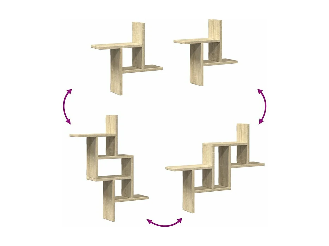 Étagères murales 2pcs chêne sonoma 38x12x38 bois d'ingénierie