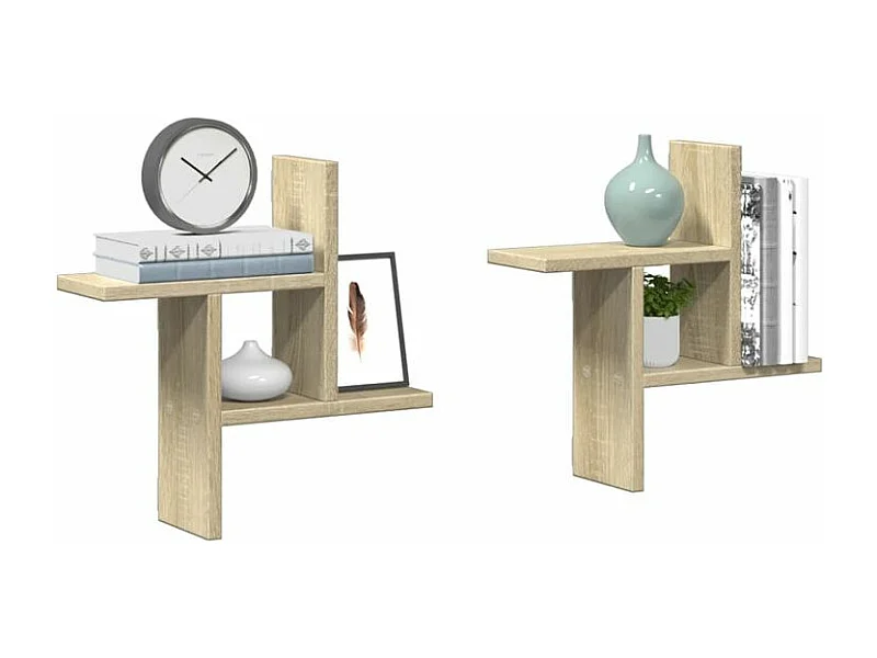 Étagères murales 2pcs chêne sonoma 38x12x38 bois d'ingénierie