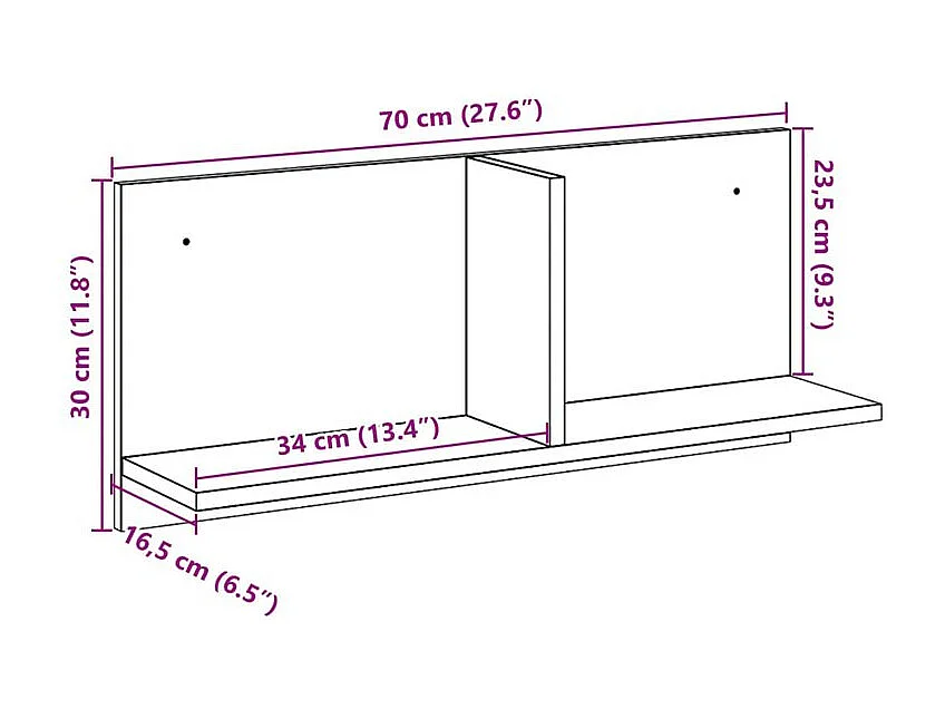 Armoire murale 70x16,5x30 chêne fumé bois d'ingénierie