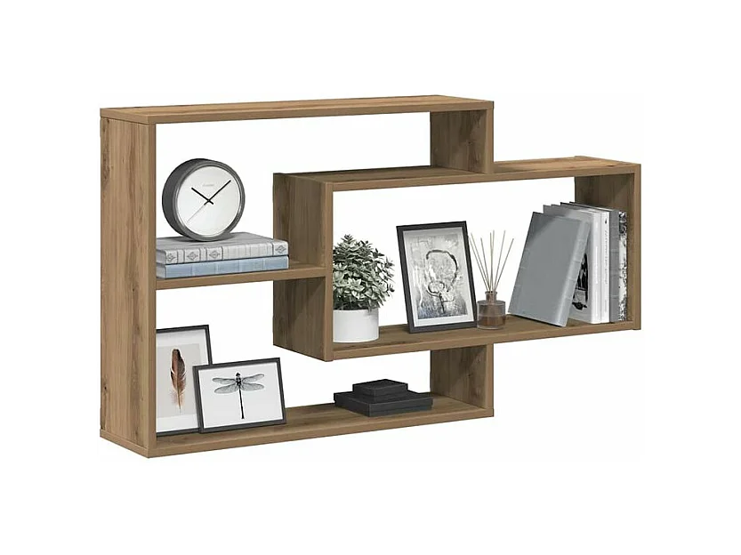 Étagère murale avec 3 espaces ouverts Kazko 104cm – Pratique et élégante-Couleur Marron clair