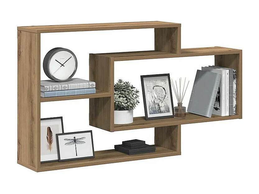 Étagère murale avec 3 espaces ouverts Kazko 104cm – Pratique et élégante-Couleur Marron clair