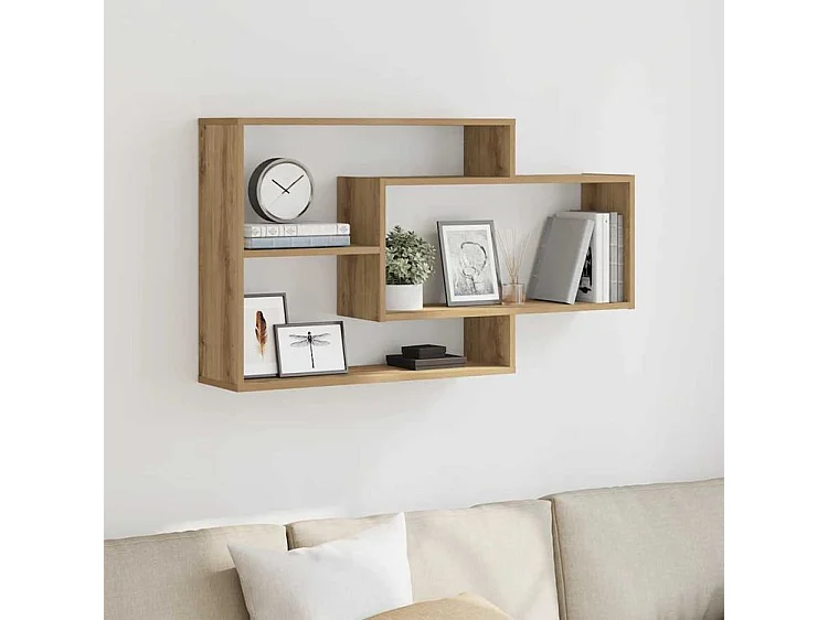 Étagère murale avec 3 espaces ouverts Kazko 104cm – Pratique et élégante-Couleur Marron clair