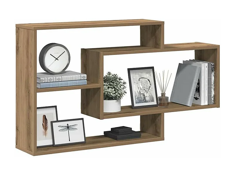 Étagère murale avec 3 espaces ouverts Kazko 104cm – Pratique et élégante-Couleur Marron clair