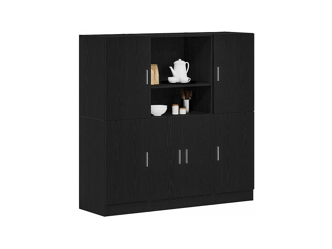 Ensemble d'armoires de cuisine 3 pcs noir bois d'ingénierie