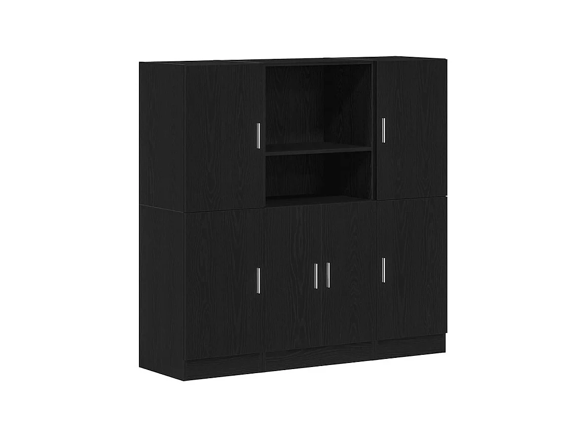 Ensemble d'armoires de cuisine 3 pcs noir bois d'ingénierie