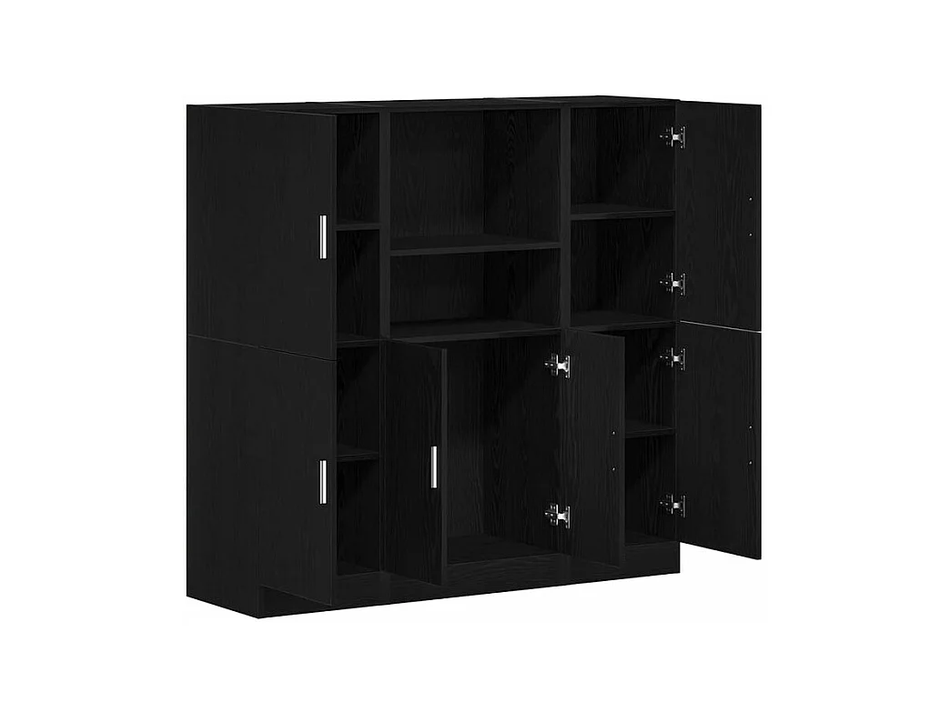 Ensemble d'armoires de cuisine 3 pcs noir bois d'ingénierie