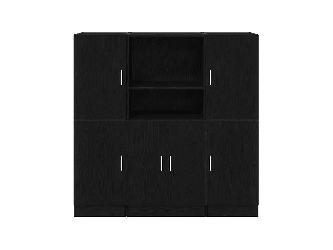 Ensemble d'armoires de cuisine 3 pcs noir bois d'ingénierie