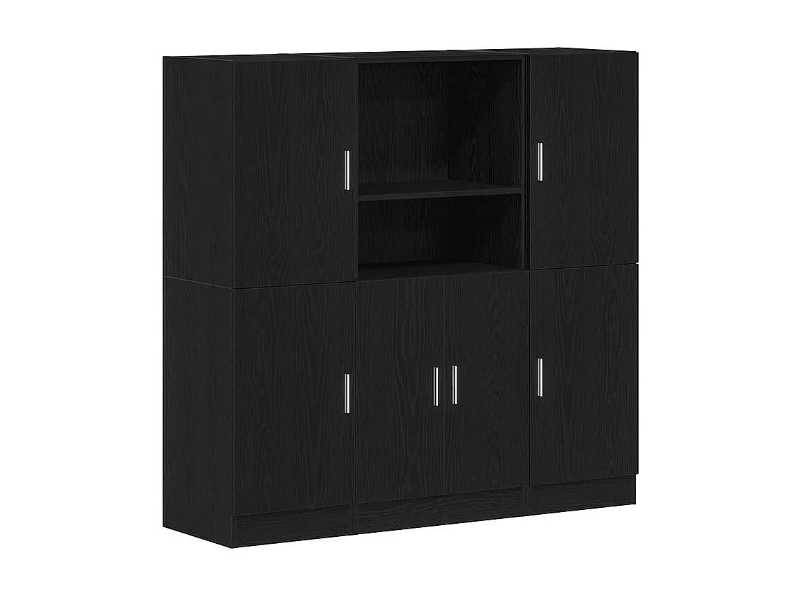 Ensemble d'armoires de cuisine 3 pcs noir bois d'ingénierie