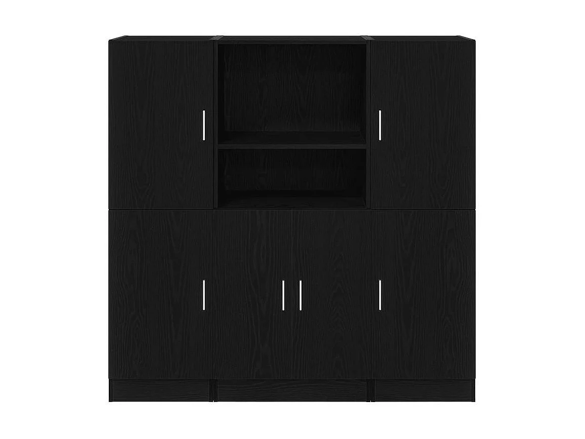 Ensemble d'armoires de cuisine 3 pcs noir bois d'ingénierie