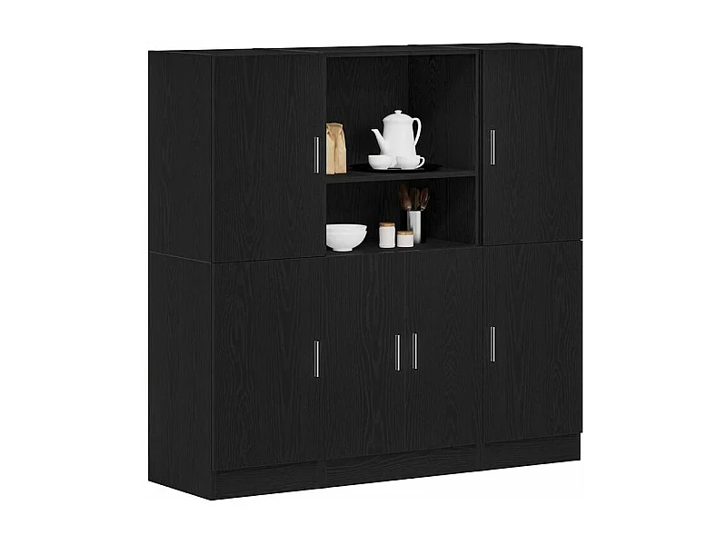 Ensemble d'armoires de cuisine 3 pcs noir bois d'ingénierie