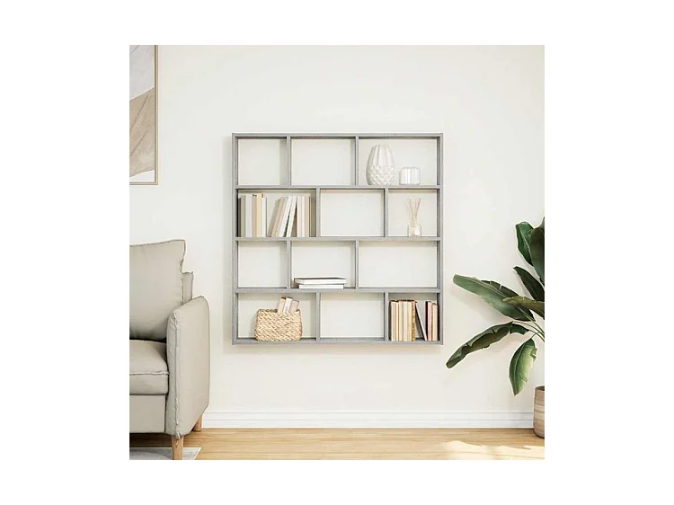 Étagère cube murale 12 compartiments sonoma gris