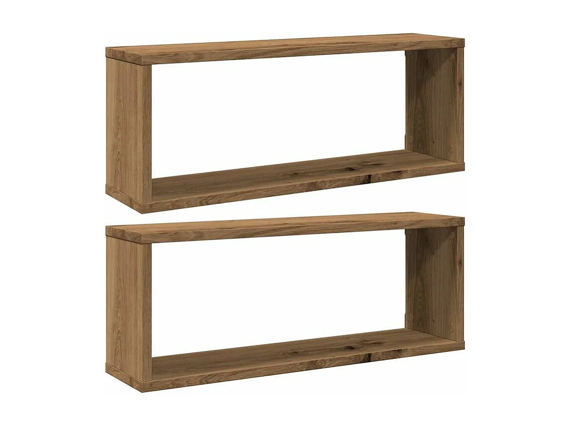Étagères cube murales 2 pcs chêne artisanal 60x15x23