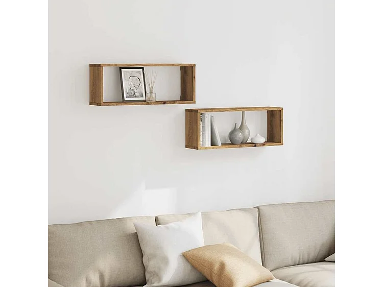 Étagères cube murales 2 pcs chêne artisanal 60x15x23