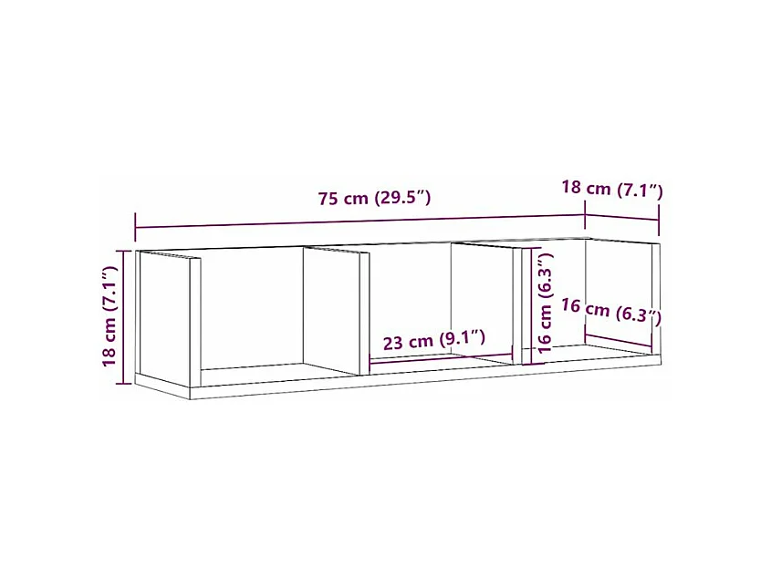 Étagère murale à CD chêne artisanal 75x18x18 bois ingénierie