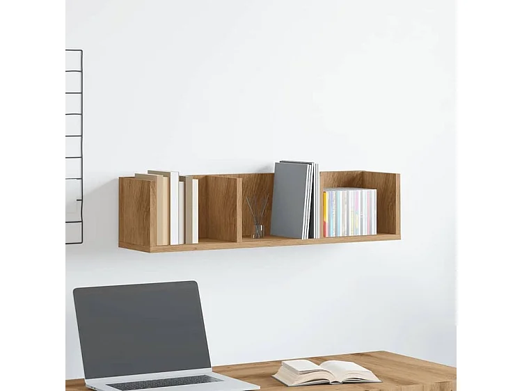 Étagère murale à CD chêne artisanal 75x18x18 bois ingénierie