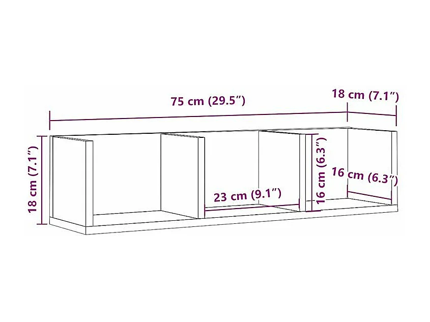 Étagère murale à CD chêne artisanal 75x18x18 bois ingénierie