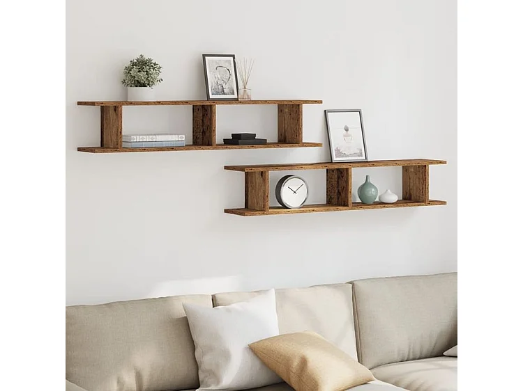 Étagères murales 2 pcs vieux bois 105x18x20 bois d'ingénierie