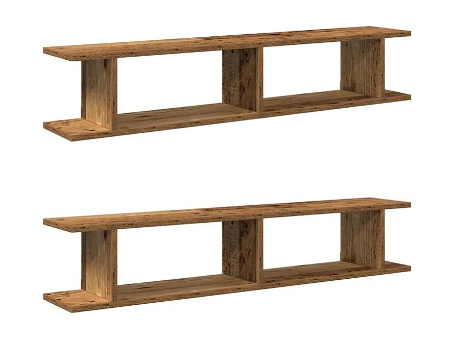 Étagères murales 2 pcs vieux bois 105x18x20 bois d'ingénierie