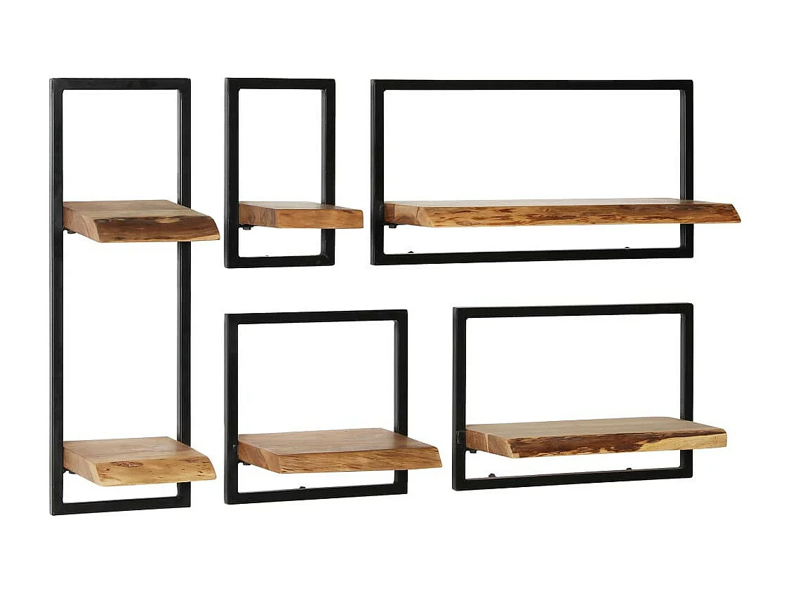 Set d'étagères murales 5 pcs Bois d'acacia massif et acier