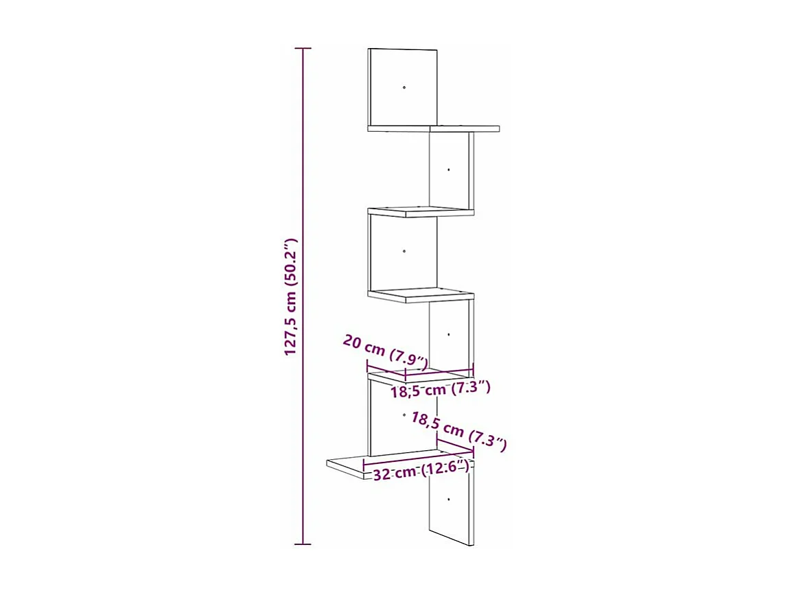 Étagère d'angle murale chêne sonoma bois d'ingénierie