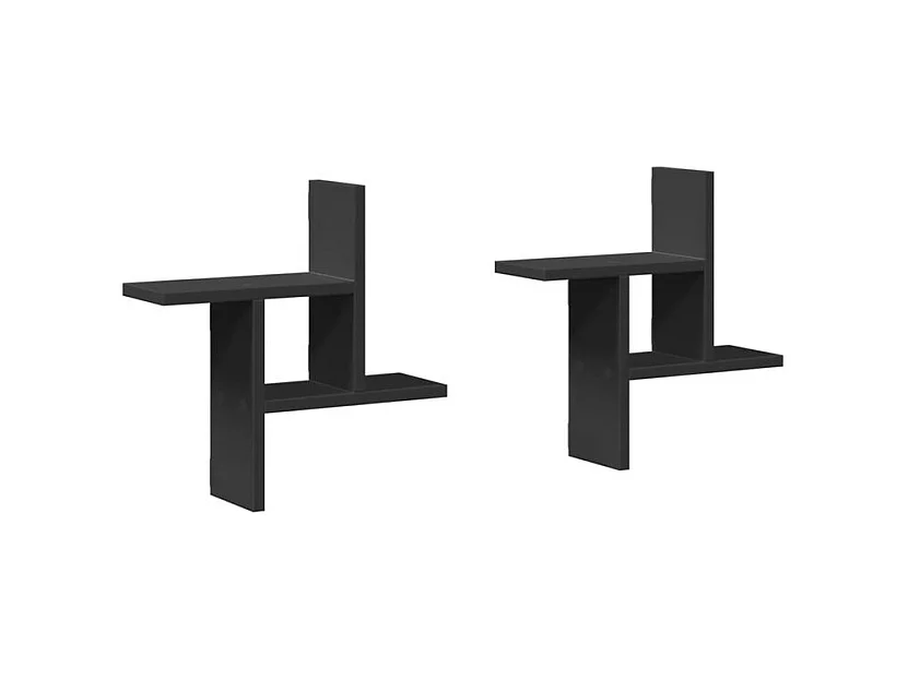 Étagères murales 2 pcs noir 38x12x38 bois d'ingénierie