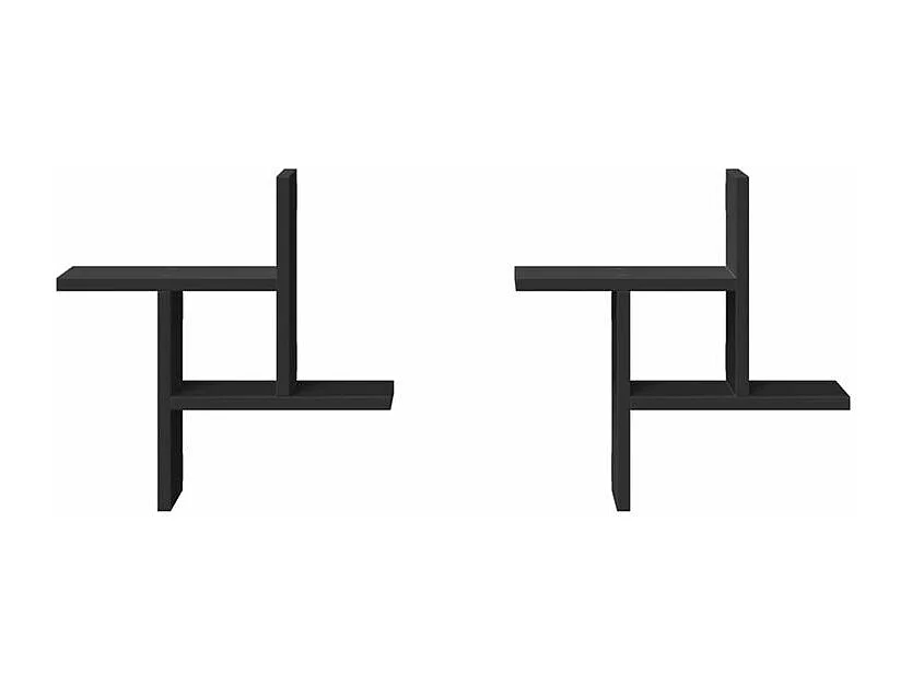 Étagères murales 2 pcs noir 38x12x38 bois d'ingénierie