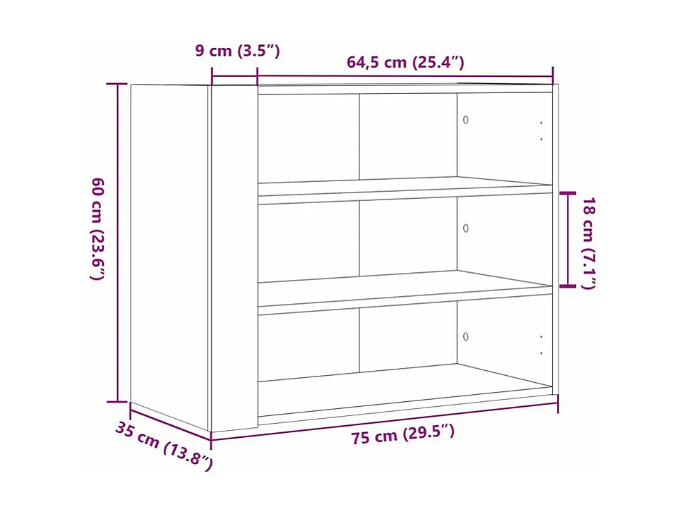 Armoire murale gris béton 75x35x60 bois d'ingénierie