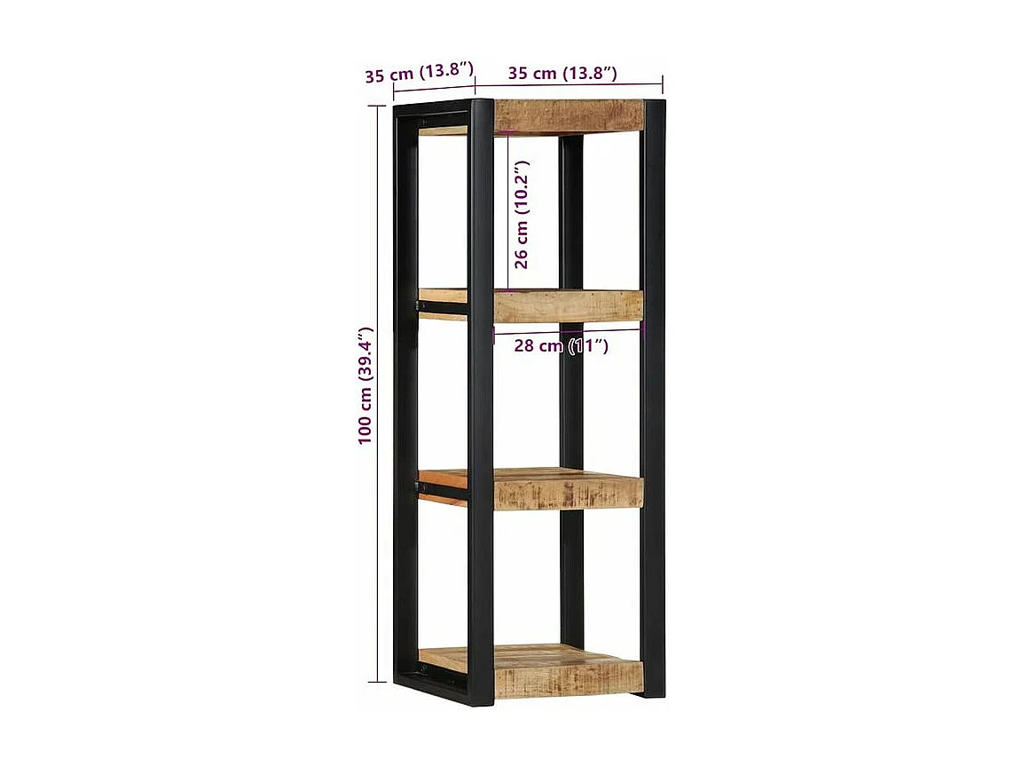 Étagère murale 35x35x100 bois de manguier brut massif