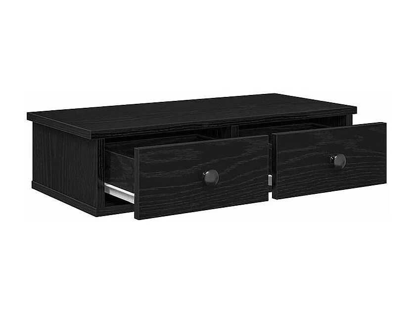 Étagère murale avec tiroirs noir 60x25x15 bois d'ingénierie