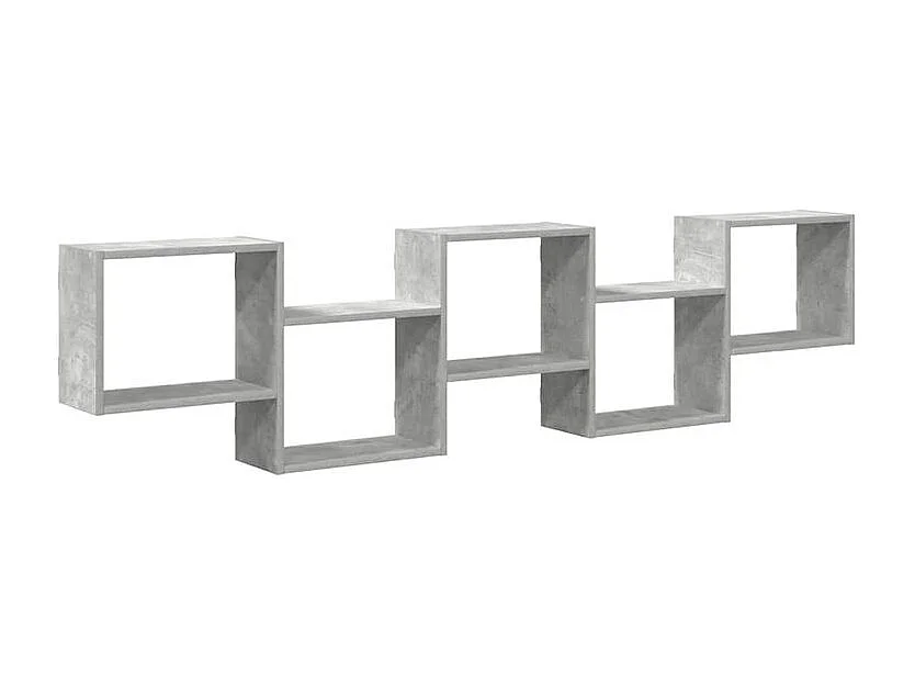 Étagère cube murale 5 compartiments gris béton bois ingénierie