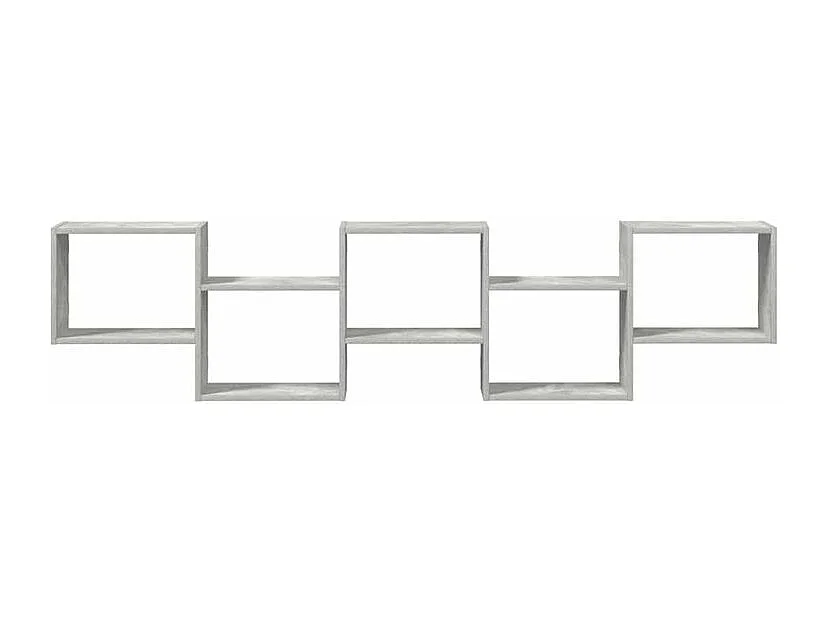 Étagère cube murale 5 compartiments gris béton bois ingénierie