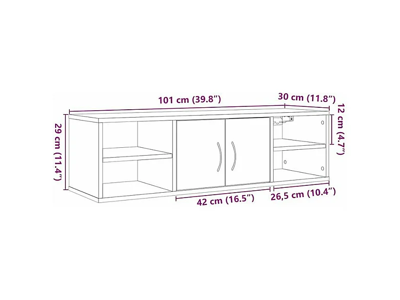 Armoire murale vieux bois 102x30x29 bois d'ingénierie