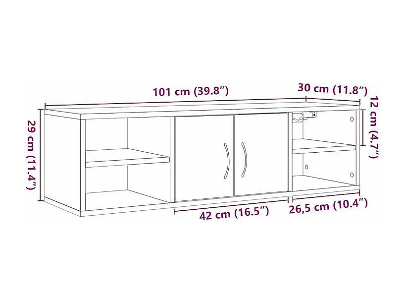 Armoire murale vieux bois 102x30x29 bois d'ingénierie