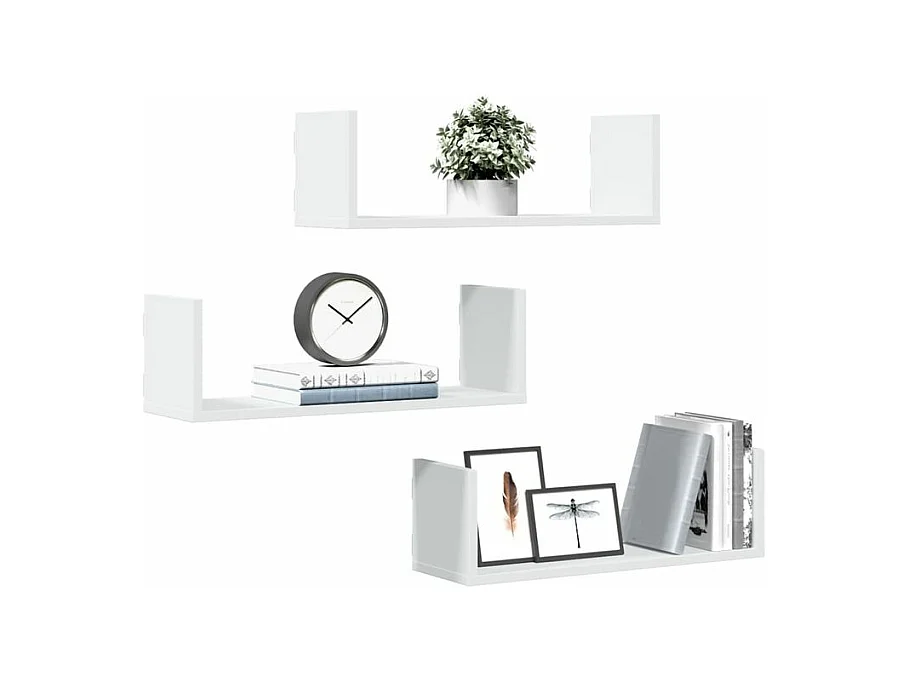 Étagères murales 3 pcs blanc 58x18x18 bois d'ingénierie