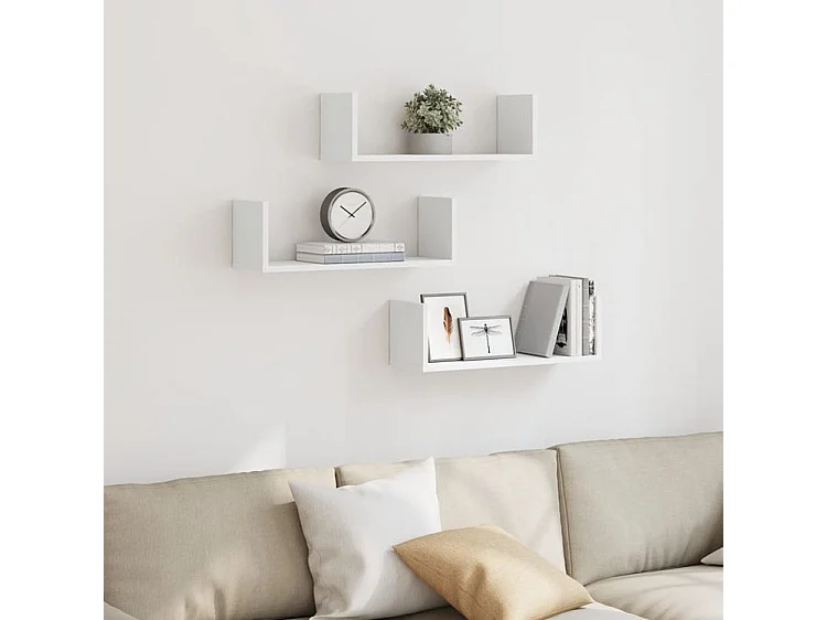 Étagères murales 3 pcs blanc 58x18x18 bois d'ingénierie
