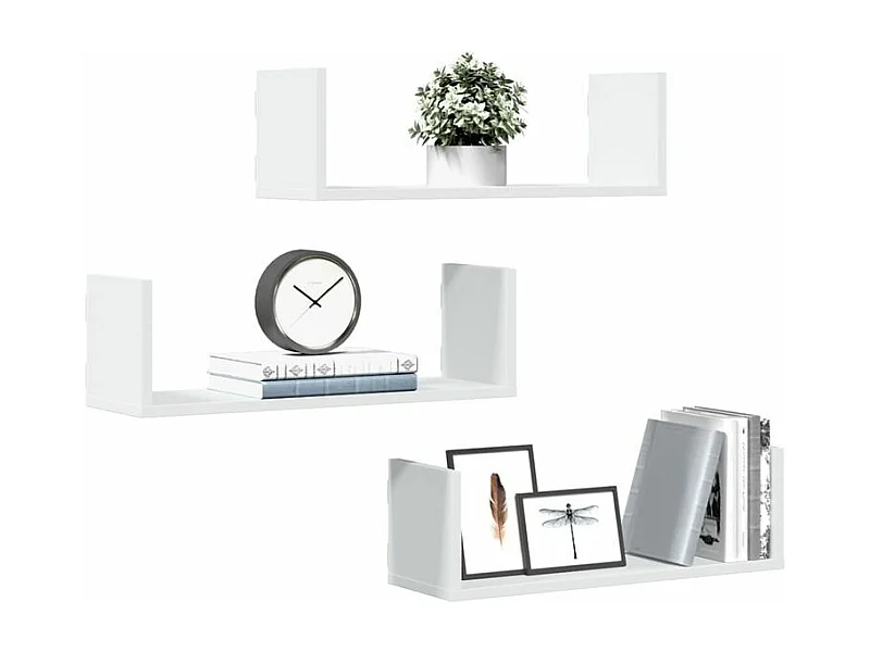 Étagères murales 3 pcs blanc 58x18x18 bois d'ingénierie
