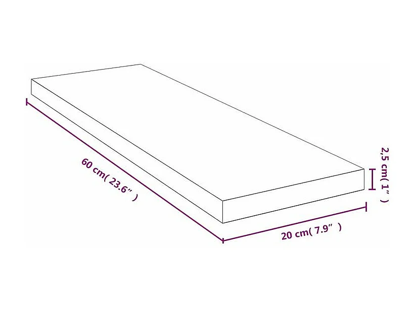 Étagère murale 60x20x2,5 bambou